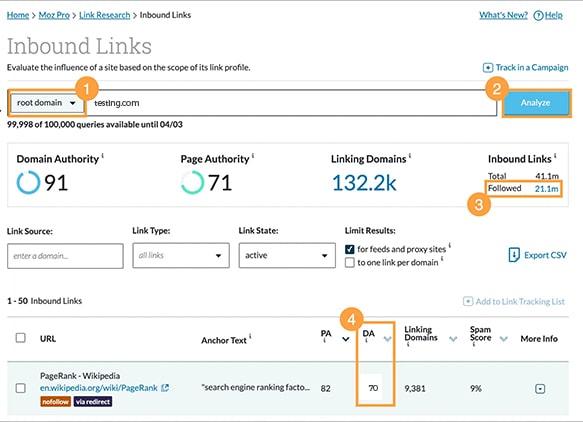 Moz Link Explorer